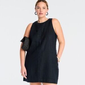 J. Crew Black Linen Mini Shift Dress